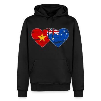 Vietnam Australien Flagge Herz used - Männer Premium Bio Hoodie - Schwarz - Vorne - Nico (187cm)