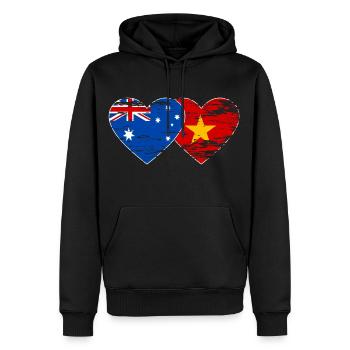 Australien Vietnam Flagge Herz used - Männer Premium Bio Hoodie - Schwarz - Vorne - Nico (187cm)