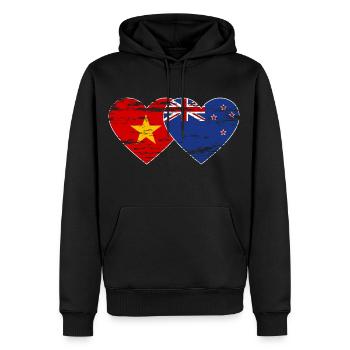 Drapeau Viêt Nam Nouvelle-Zélande Coeur Utilisé - Sweat à capuche Premium bio Homme - noir - Devant - Nico (187cm)