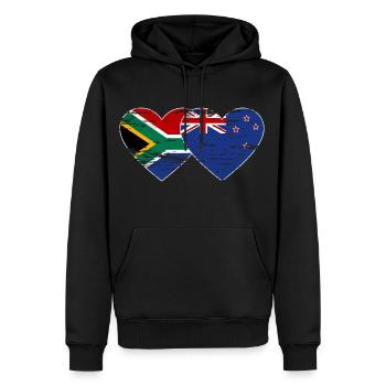 Afrique du Sud Nouvelle-Zélande drapeau coeur utilisé - Sweat à capuche Premium bio Homme - noir - Devant - Nico (187cm)