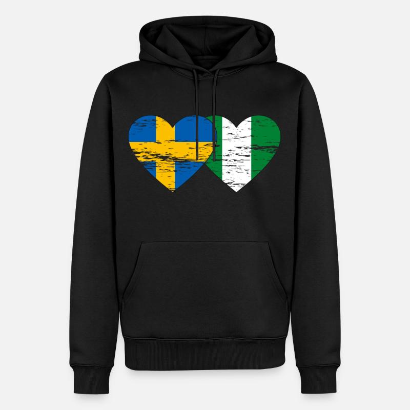 Suède Nigeria drapeau coeur utilisé - Sweat à capuche Premium bio Homme - noir