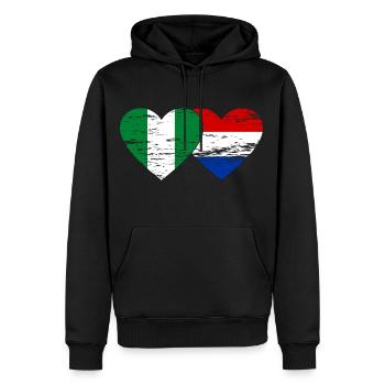 Drapeau du Nigeria Hollande Coeur - Sweat à capuche Premium bio Homme - noir - Devant - Nico (187cm)