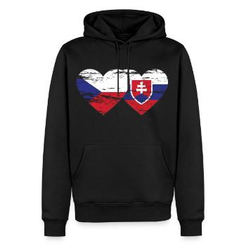 Tschechien Slowakei Flagge Herz used - Männer Premium Bio Hoodie - Schwarz - Vorne - Nico (187cm)