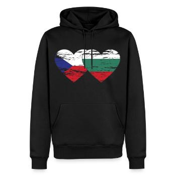 République tchèque bulgare drapeau coeur utilisé - Sweat à capuche Premium bio Homme - noir - Devant - Nico (187cm)
