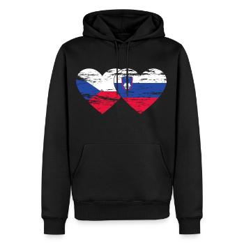 République tchèque Slovénie drapeau coeur utilisé - Sweat à capuche Premium bio Homme - noir - Devant - Nico (187cm)