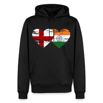 England Indien Flagge used - Männer Premium Bio Hoodie - Schwarz - Vorne - Nico (187cm)