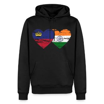 Liechtenstein Indien Flagge used - Männer Premium Bio Hoodie - Schwarz - Vorne - Nico (187cm)