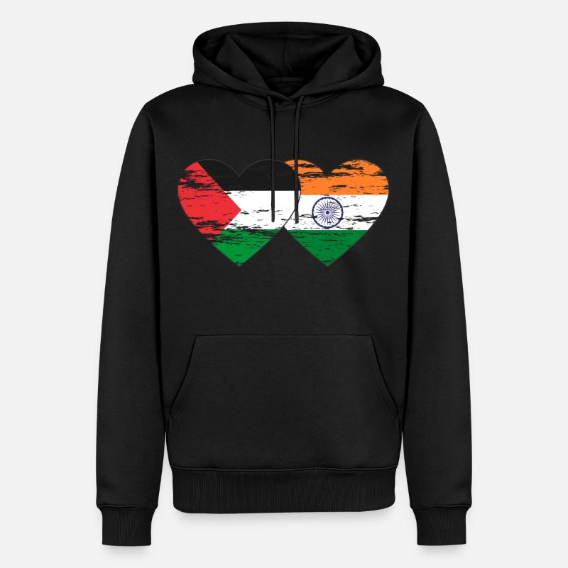 Palestine Inde Drapeau Coeur Utilisé - Sweat à capuche Premium bio Homme - noir