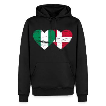 Nigeria Danemark Drapeau Coeur Utilisé - Sweat à capuche Premium bio Homme - noir - Devant - Nico (187cm)