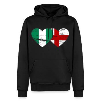 Nigeria Angleterre Drapeau Coeur Utilisé - Sweat à capuche Premium bio Homme - noir - Devant - Nico (187cm)