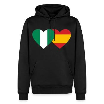 Nigeria Espagne Drapeau Coeur - Sweat à capuche Premium bio Homme - noir - Devant - Nico (187cm)