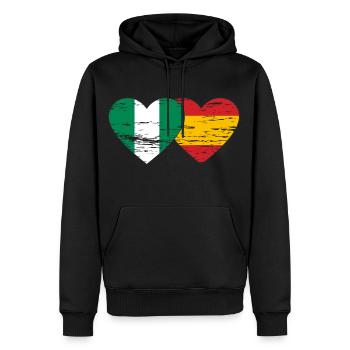 Nigeria Espagne Drapeau Coeur Utilisé - Sweat à capuche Premium bio Homme - noir - Devant - Nico (187cm)