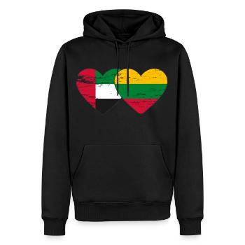 Émirats arabes unis Lituanie Drapeau Coeur - Sweat à capuche Premium bio Homme - noir - Devant - Nico (187cm)