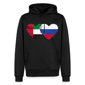 Émirats arabes unis Russie Cœur - Sweat à capuche Premium bio Homme - noir - Devant - Nico (187cm)