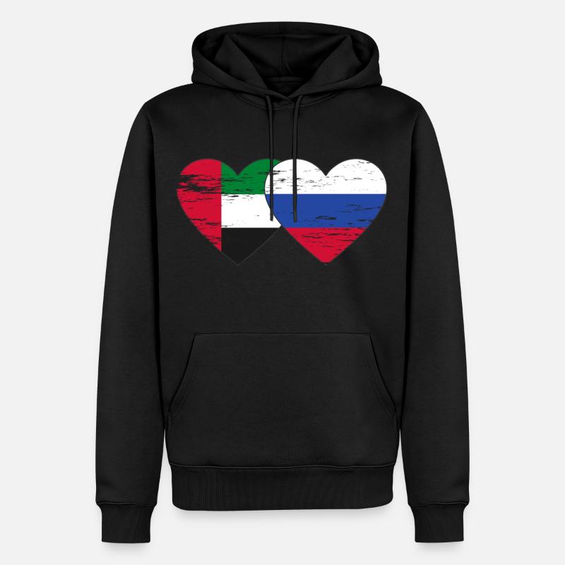 Émirats arabes unis Russie Cœur - Sweat à capuche Premium bio Homme - noir