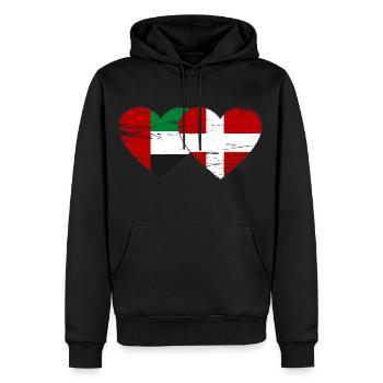 Vereinigte Arabische Emirate Dänemark Flagge Herz - Männer Premium Bio Hoodie - Schwarz - Vorne - Nico (187cm)