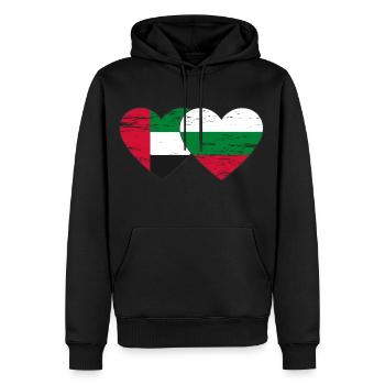 Vereinigte Arabische Emirate Bulgarien Flagge Herz - Männer Premium Bio Hoodie - Schwarz - Vorne - Nico (187cm)