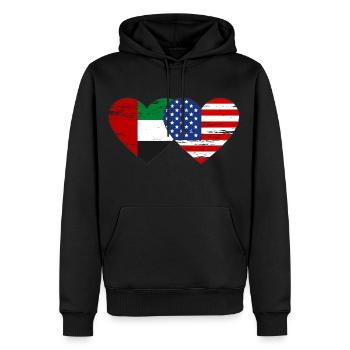 United Arab Emirates USA Flag Heart - Men’s Premium Organic Hoodie - black - Front - Nico (187cm)