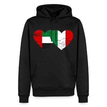 Émirats arabes unis Italie Drapeau Coeur - Sweat à capuche Premium bio Homme - noir - Devant - Nico (187cm)