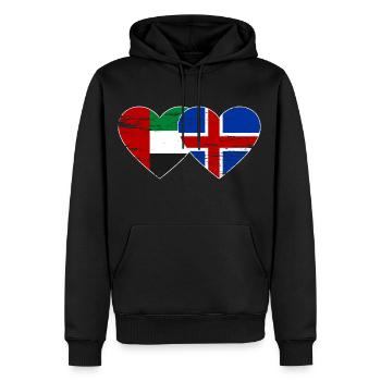Émirats arabes unis Islande Drapeau Coeur - Sweat à capuche Premium bio Homme - noir - Devant - Nico (187cm)