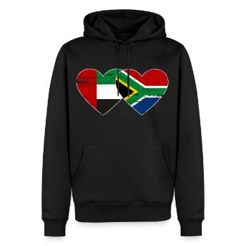 Émirats arabes unis Afrique du Sud Drapeau Coeur - Sweat à capuche Premium bio Homme - noir - Devant - Nico (187cm)