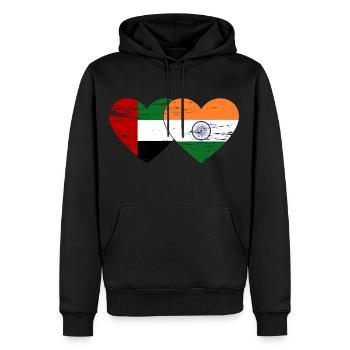 United Arab Emirates India Flag Heart - Men’s Premium Organic Hoodie - black - Front - Nico (187cm)