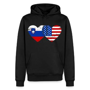 Slowenien USA Flagge Herz used - Männer Premium Bio Hoodie - Schwarz - Vorne - Nico (187cm)
