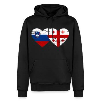 Slovénie Drapeau de la Géorgie coeur utilisé - Sweat à capuche Premium bio Homme - noir - Devant - Nico (187cm)