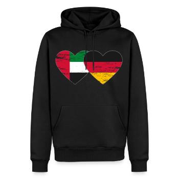 Émirats arabes unis Allemagne Cœur - Sweat à capuche Premium bio Homme - noir - Devant - Nico (187cm)