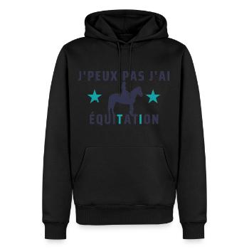 J Peux pas j ai équitation - Sweat à capuche Premium bio Homme - noir - Devant - Nico (187cm)