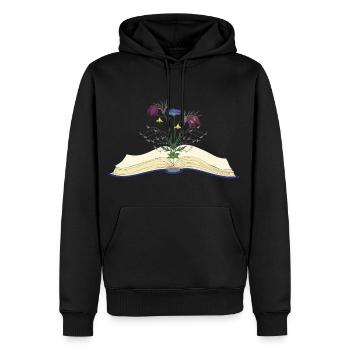 Wild Blumen Blüten wachsen aus Buch - Männer Premium Bio Hoodie - Schwarz - Vorne - Nico (187cm)