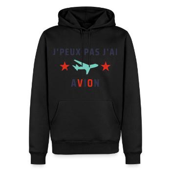 J peux pas j ai avion - Sweat à capuche Premium bio Homme - noir - Devant - Nico (187cm)