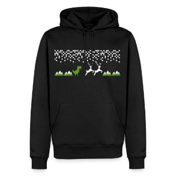 Dinosaurier Weihnachten Frohe Pixel Weihnachten - Männer Premium Bio Hoodie - Schwarz - Vorne - Nico (187cm)