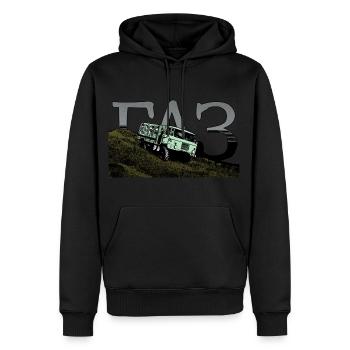 ГАЗ (GAZ) - Soviet Truck - Men’s Premium Organic Hoodie - black - Front - Nico (187cm)