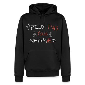j'peux pas j'suis infirmier - Sweat à capuche Premium bio Homme - noir - Devant - Nico (187cm)