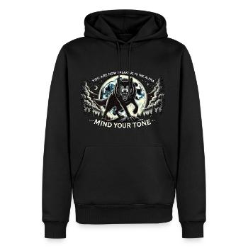 Alpha Wolf-T-Shirt - Männer Premium Bio Hoodie - Schwarz - Vorne - Nico (187cm)