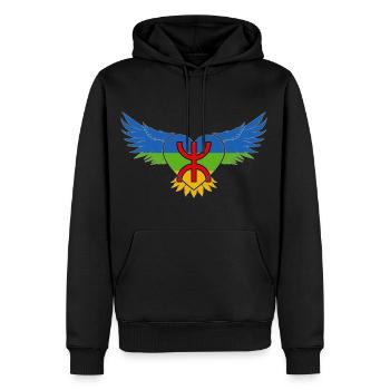 Aigle Amazigh Drapeau Imazighen Berbère Rif Kabyle - Sweat à capuche Premium bio Homme - noir - Devant - Nico (187cm)