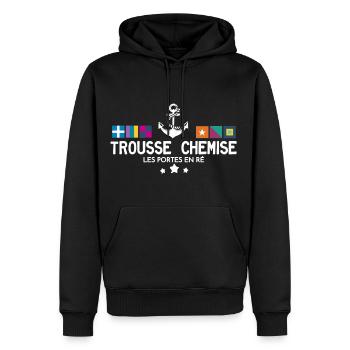 Trousse Chemise Les Portes en Ré - Sweat à capuche Premium bio Homme - noir - Devant - Nico (187cm)