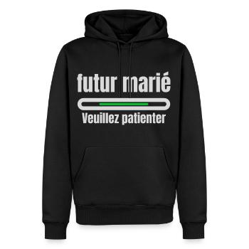 futur marié veuillez patienter design humour homme - Sweat à capuche Premium bio Homme - noir - Devant - Nico (187cm)