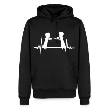 Heart Beat Handcuffs Strength Resists - Men’s Premium Organic Hoodie - black - Front - Nico (187cm)