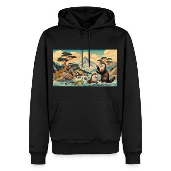 Das Paradies der Fischotter - Männer Premium Bio Hoodie - Schwarz - Vorne - Nico (187cm)