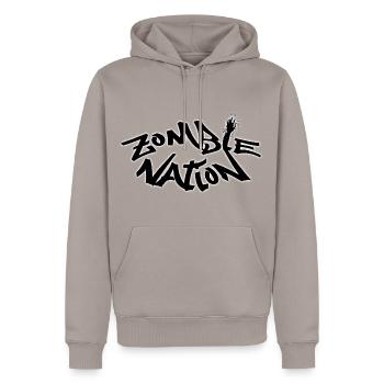 ZOMBIE Nation - Men’s Premium Organic Hoodie - taupe - Front - Nico (187cm)