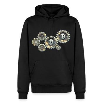 Krypto-Zahnräder: Tech trifft Präzision - Männer Premium Bio Hoodie - Schwarz - Vorne - Nico (187cm)