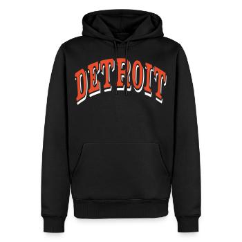 Detroit - Männer Premium Bio Hoodie - Schwarz - Vorne - Nico (187cm)