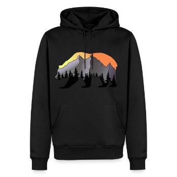 Ombre ours montagnes - Sweat à capuche Premium bio Homme - noir - Devant - Nico (187cm)