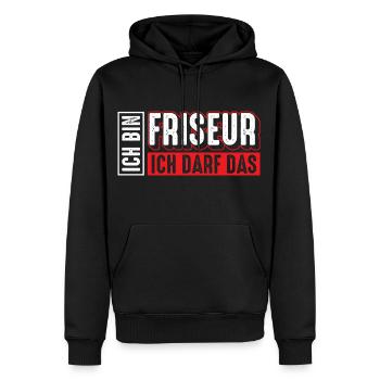 Friseur | Ich bin Friseur ich darf das - Männer Premium Bio Hoodie - Schwarz - Vorne - Nico (187cm)