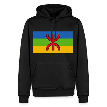 Drapeau Imazighen Amazigh Berbère Rif Kabylie - Sweat à capuche Premium bio Homme - noir - Devant - Nico (187cm)