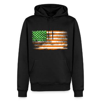 Drapeau de la Saint-Patrick irlandais américain lavé - Sweat à capuche Premium bio Homme - noir - Devant - Nico (187cm)