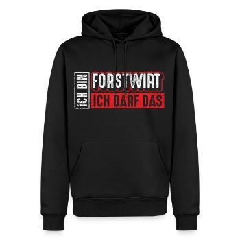 Forstwirt | Ich bin Forstwirt ich darf das - Männer Premium Bio Hoodie - Schwarz - Vorne - Nico (187cm)