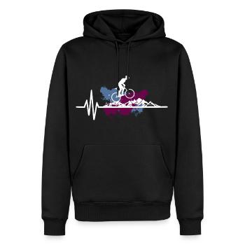 Mountain Bike Heartbeat Cute Bike Heartbeat - Sweat à capuche Premium bio Homme - noir - Devant - Nico (187cm)